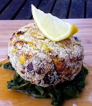 Kenyan Irio Cakes With Tomato Spinach - Healthy Vegan Recipes - HappyCow