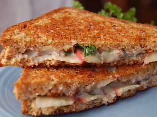 Grilled Cheese Sandwich with Apple, Parsley, Pecan - Healthy Vegan Recipes - HappyCow