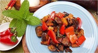 Stir Fried Thai Basil w/ Tofu and Eggplant - Healthy Vegan Recipes - HappyCow