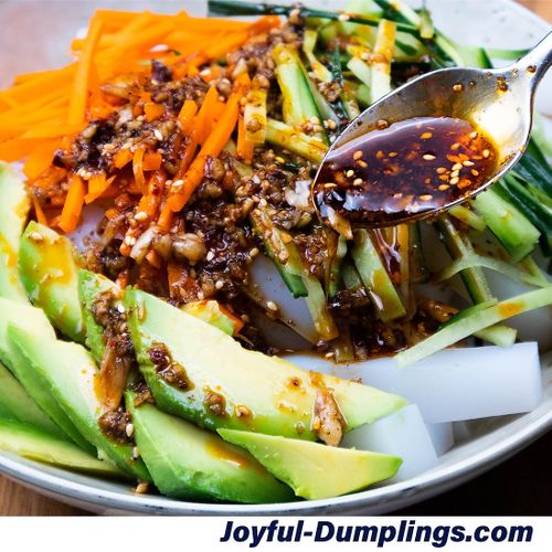 Avocado Mung Bean Jelly Noodle Salad - Healthy Vegan Recipes - HappyCow