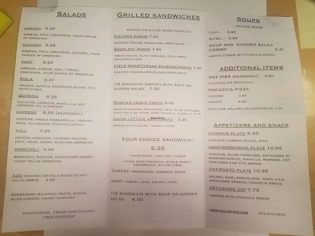 Zola's Cafe Auburn Washington Restaurant HappyCow