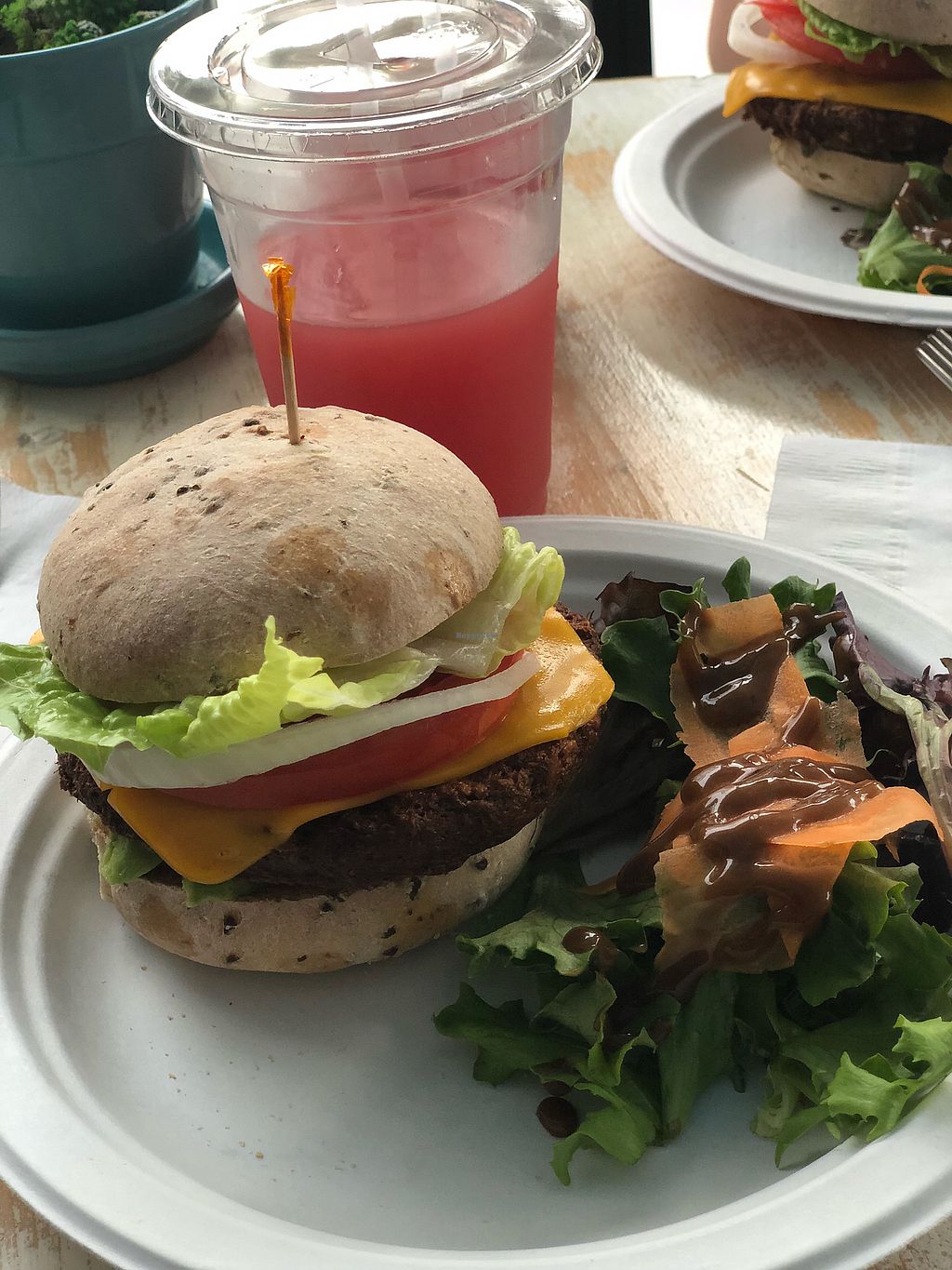 Artichoke Vine Boca Raton Florida Restaurant Hycow Impossible Burger With Watermelon Lime Aid At Artichoke Vine In Boca Raton
