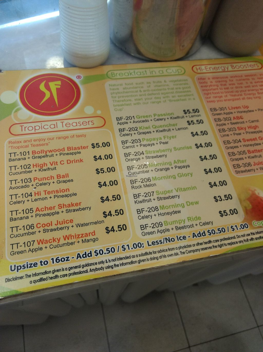 SF Fruits & Juices VivoCity Central Singapore Juice Bar HappyCow