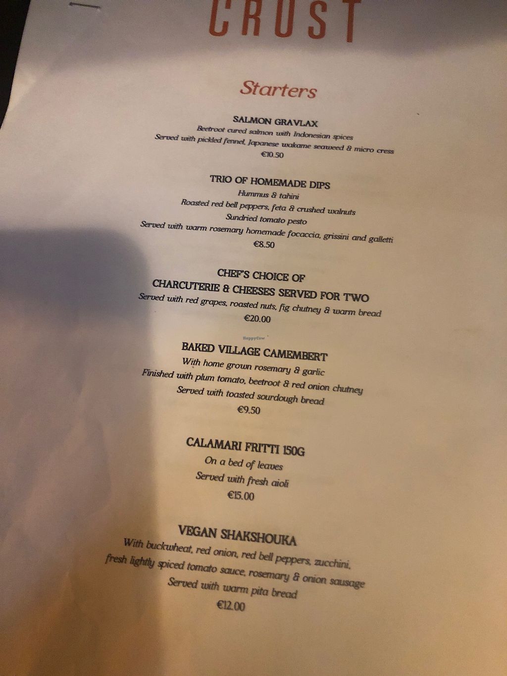 Crust St Julians Restaurant HappyCow