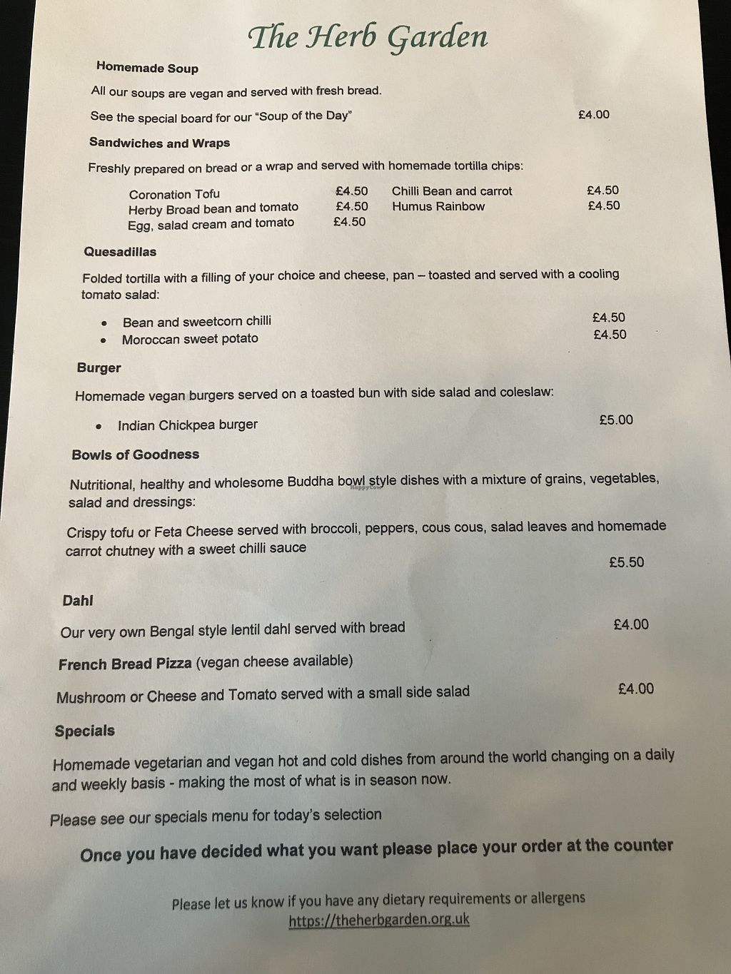 The Herb Garden Buxton Restaurant HappyCow