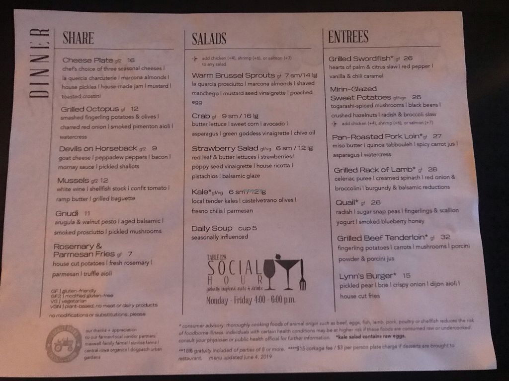 CLOSED Table 128 Des Moines Iowa Restaurant HappyCow