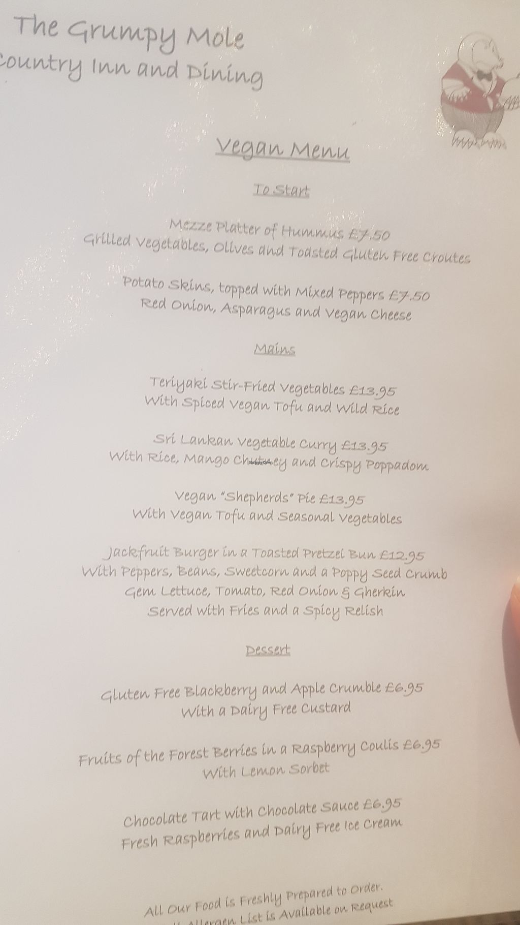 The Grumpy Mole Cheam Restaurant HappyCow