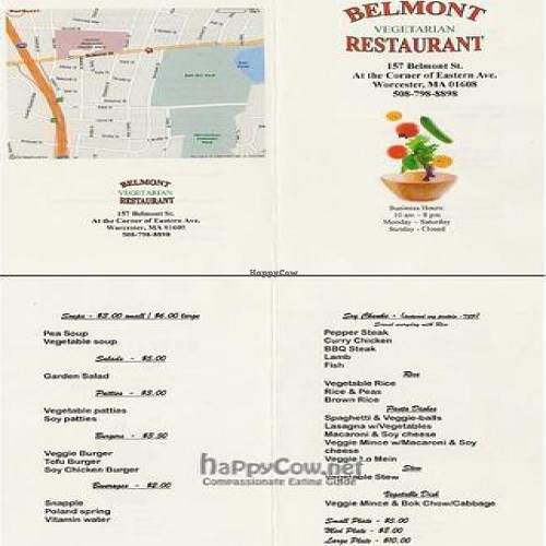 Belmont Vegetarian Restaurant Worcester Massachusetts Restaurant