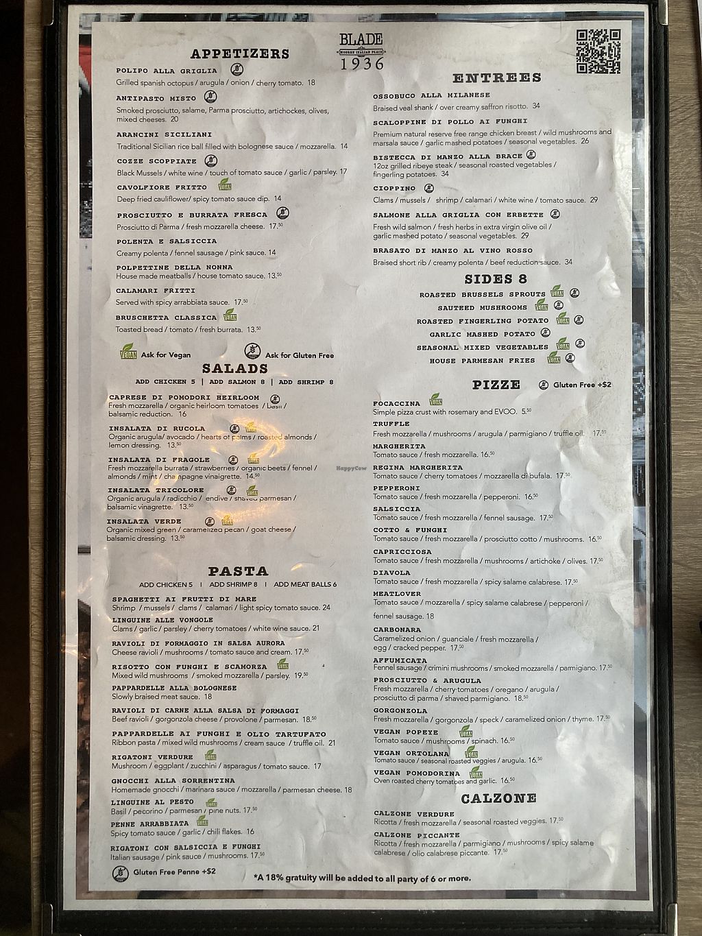 Blade 1936 Oceanside California Restaurant HappyCow