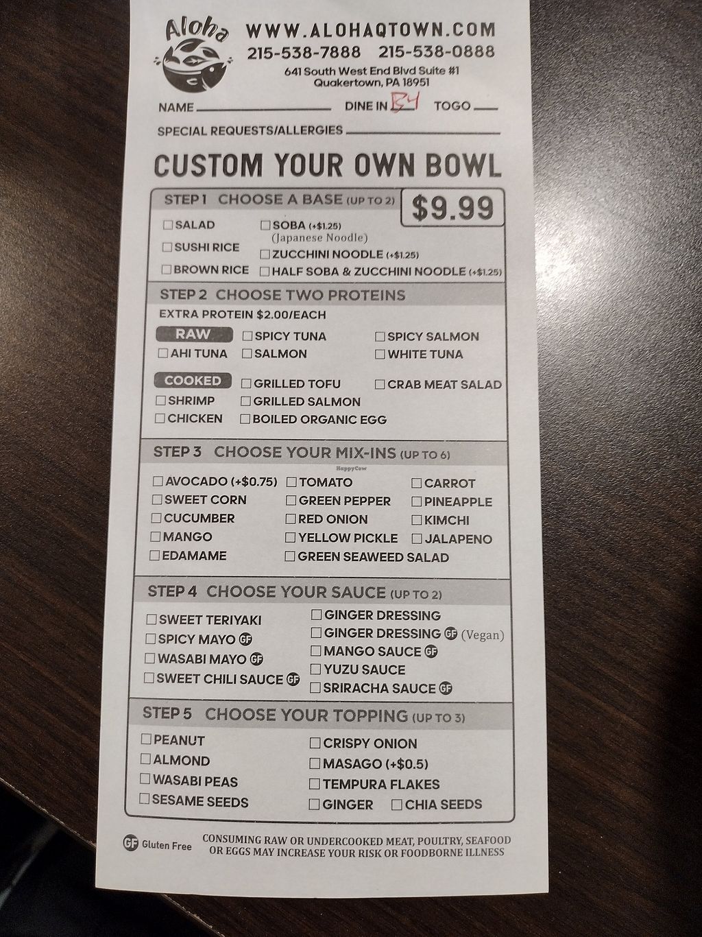 Aloha Quakertown Pennsylvania Restaurant HappyCow