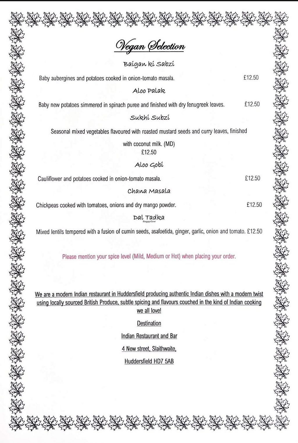 Destination Indian Restaurant & Bar Slaithwaite Restaurant HappyCow