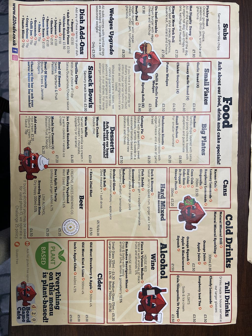 d20 Board Game Cafe Uxbridge Restaurant HappyCow