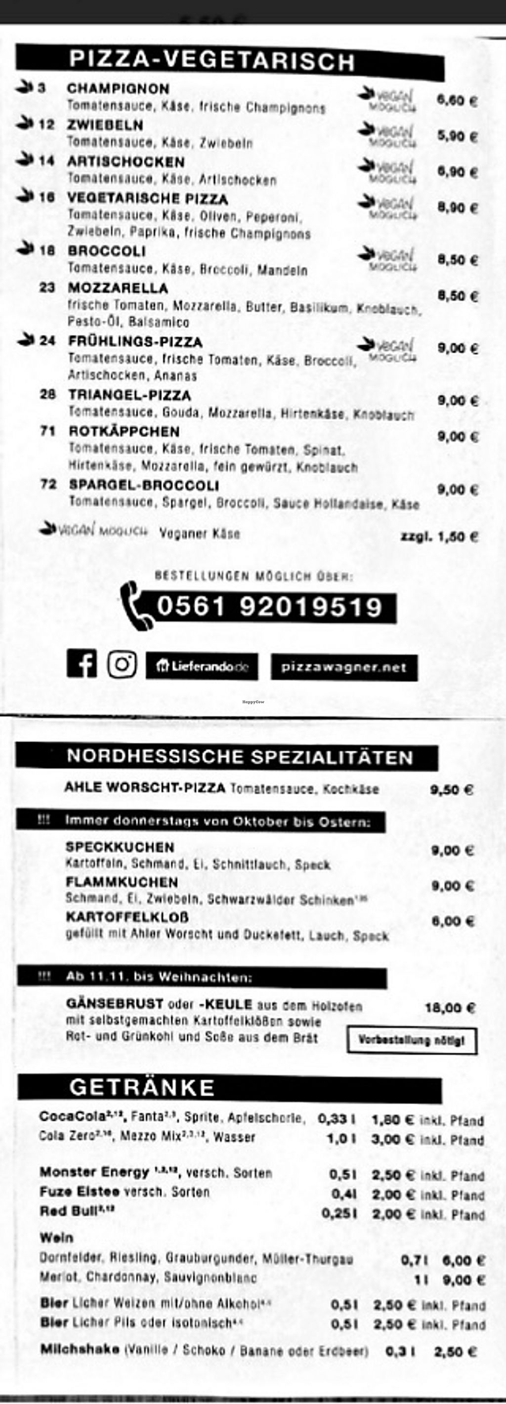 Pizza Wagner Kassel Restaurant HappyCow