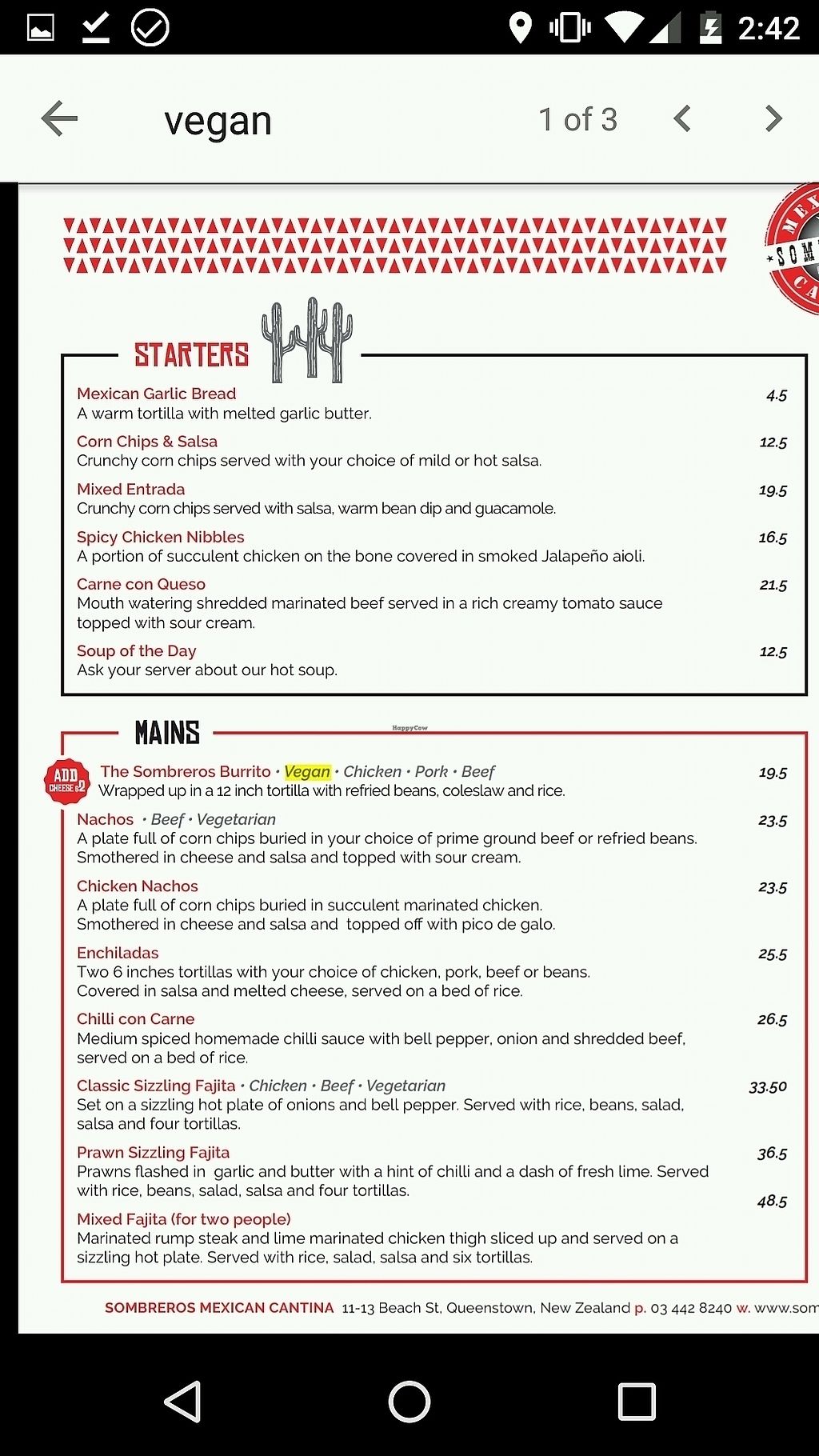 CLOSED Sombreros Mexican Queenstown Restaurant HappyCow