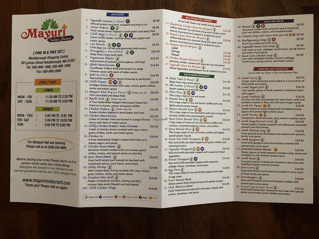 Mayuri Indian Cuisine Westborough Massachusetts Restaurant HappyCow