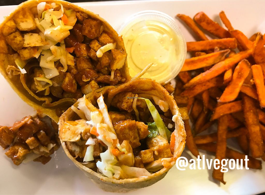 Avocado Vegan Cafe Alpharetta Georgia Restaurant Hycow Bbq Tofu Wrap At Avocado Vegan Cafe In Alpharetta