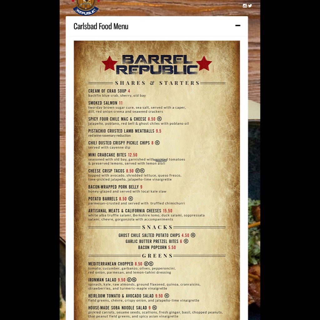 Barrel Republic Carlsbad California Restaurant HappyCow