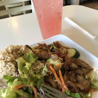 Sweet Spicy Lady with lemonade at Loving Hut in Upland