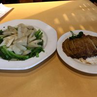 Vegetables and mock duck at GōngDé Lín - Godly - Nanjing Rd in Shanghai