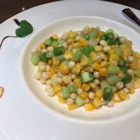 corn gorgon and asparagus dish at Zǎozǐ Shù - Vegetarian Life Style - HuaiHai in Shanghai