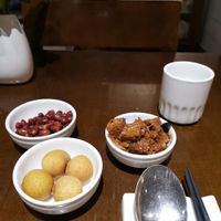 They bring some roasted bean, lyche and mock meat at Zǎozǐ Shù - Vegetarian Life Style - HuaiHai in Shanghai