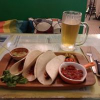 so-called wraps with beer at Bookworm Cafe in Outlying Islands