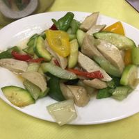 Sauteed firm tofu and vegetables at Po Lin Monastery 寶蓮禪寺齋堂 in Outlying Islands