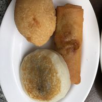 red bean pancake, spring roll, ham sui gok  at Po Lin Monastery 寶蓮禪寺齋堂 in Outlying Islands