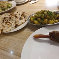 :) veg grill, potatoes, naam, a lot of salads at Govinda's Restaurant in Mumbai