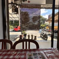 Looking outside from inside the restaurant   at Happy Buddha in Kuta