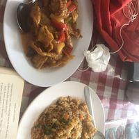 Fried rice and sweet and sour chicken  at Happy Buddha in Kuta