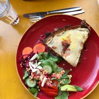 vegan mushroom-seaweed pie at Te'enim in Jerusalem