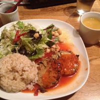 Lunch plate with soup at Green Earth in Osaka
