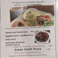Menu at Green Earth in Osaka