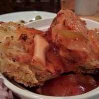 Tofu cutlet. Works great with the ragu at Green Earth in Osaka