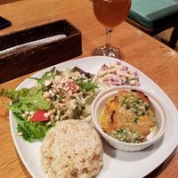 Lunch of the day with kombucha...so yummy and filling! at Green Earth in Osaka