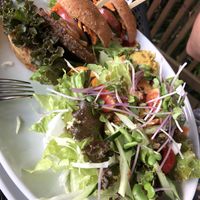 Vegan burger at Alishan Cafe in Saitama