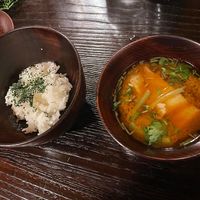 Miso soup and rice  at Fucha Bon in Tokyo