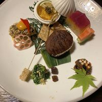 Beautiful veggies and chestnut in the middle   at Fucha Bon in Tokyo