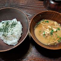 White Rice Garnished with Green Tea - Han Tsu with Miso Soup - So Ju at Fucha Bon in Tokyo