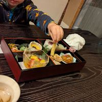 Children's meal, they also brought tempura and fries. at Fucha Bon in Tokyo