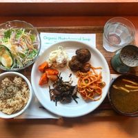 Vegan main of the day: chick pea balls at Crayon House in Tokyo