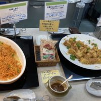 Two dishes at the buffet   at Crayon House in Tokyo