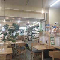 Restaurant area + shop in the back at Crayon House in Tokyo