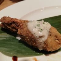 fried oyster like tofu and mushroom dumpling at Crayon House in Tokyo