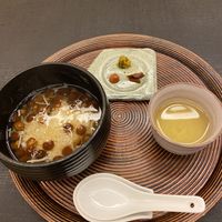 Mushroom soup and green tea  at Daigo in Tokyo