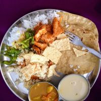 Set meal with rice and the best chapati at Annalakshmi Temple of Fine Arts in Penang