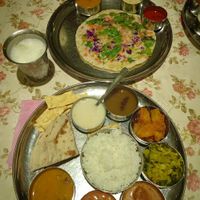Thali Set , Vege Uttapam & Salt Lassi at Annalakshmi Temple of Fine Arts in Penang