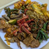 Self-service buffet plate at Ee Beng Vegetarian Food 毅明素食 in Penang
