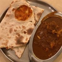 Masala naan and Gobi masala. Both tasty  at Woodlands Vegetarian Restaurant - Georgetown in Penang